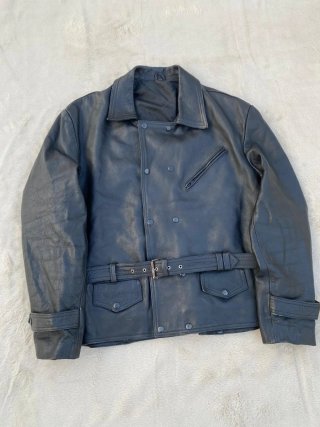 Chaqueta Cuero Vintage Biker Piel Vacuno Negra