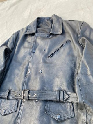 Chaqueta Cuero Vintage Biker Piel Vacuno Negra