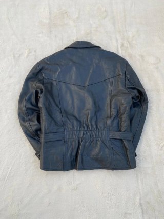Chaqueta Cuero Vintage Biker Piel Vacuno Negra