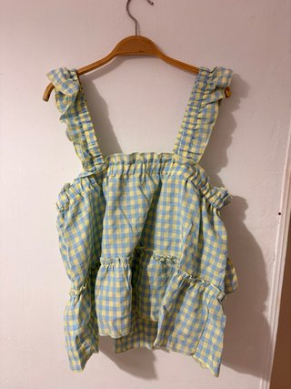 Blusa Celeste y Amarillo Gingham