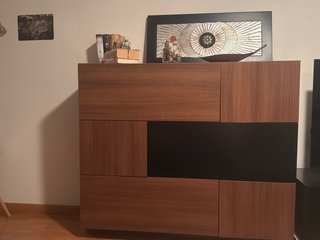 Mueble salón madera marrón y negro
