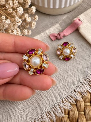 Pendientes con cristales Swarovski Dorados y Rosas
