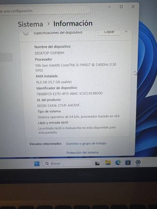 Ordenador Portátil Dell i5 11a Generación