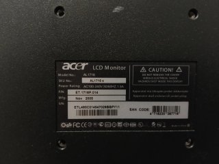 Monitor Acer AL1716 Plata