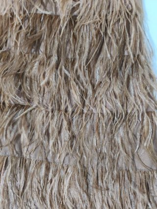 Vestido Fiesta Zara Plumas Marrón Talla M