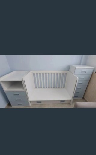 Conjunto Cuna evolutiva  con Cambiador y Cajoneras