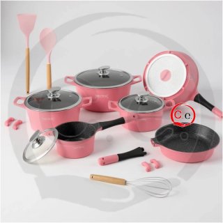 Batteria pentole rosa