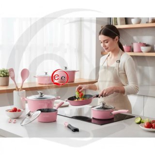 Batteria di pentole rosa