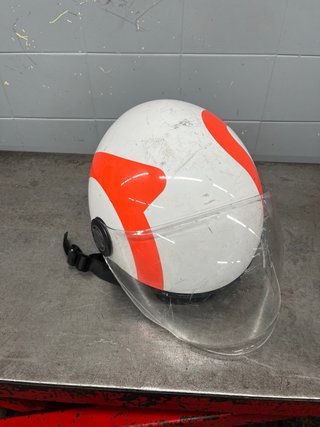 Casco Moto Jet Blanco Naranja Visera