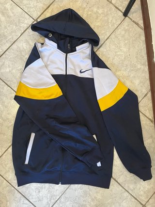 Felpa Nike con cappuccio blu e gialla