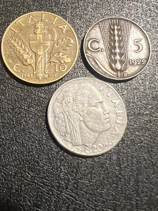 Lote 3 Monedas 🇮🇹 Italia Vittorio Emanuele III