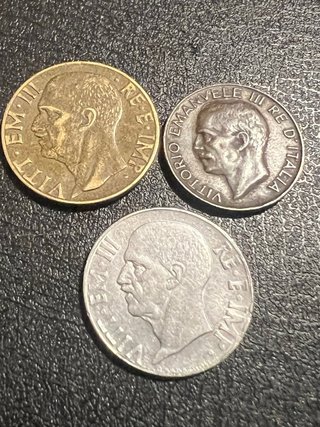 Lote 3 Monedas 🇮🇹 Italia Vittorio Emanuele III