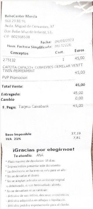 Carrito gemelar NIU VentTwin Peppermint