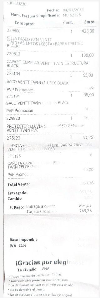 Carrito gemelar NIU VentTwin Peppermint
