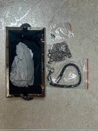 Bolso Pedrería Negro y Plateado