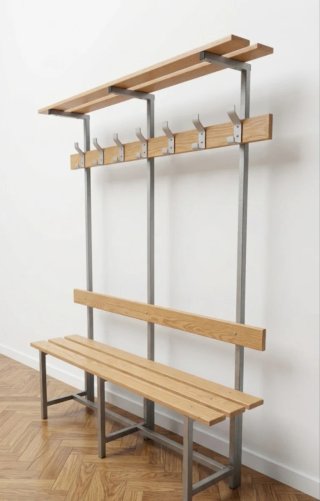 Banco madera con perchero
