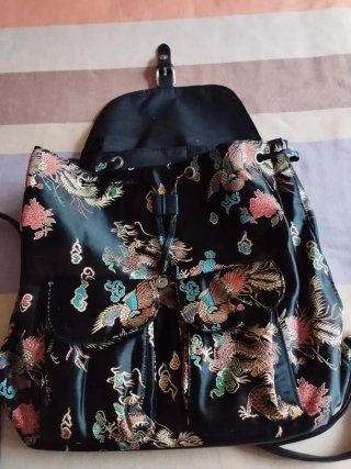 Mochila y monedero tela oriental