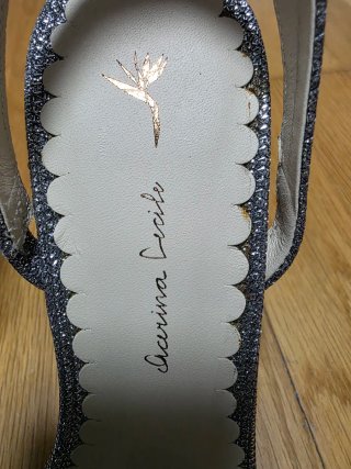 Zapatos de tacón Acerina Cécile plateados con plum