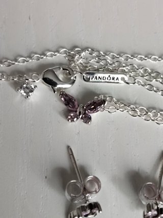 Conjunto Pandora Mariposa Rosa y Plata