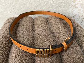 Cinturone Miu Miu Cammello Fibbia Dorata 105cm
