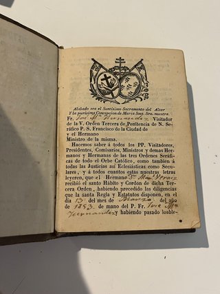Devocionario Seráfico Tercero (1851) + Manuscrito