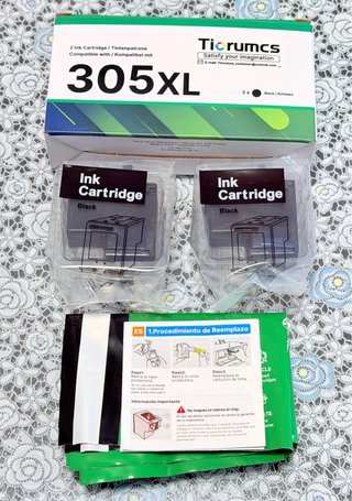 2 Cartuchos HP 305XL Negro Compatibles 750 Paginas