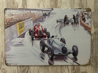 Cartel Vintage Carreras Coches Antiguos