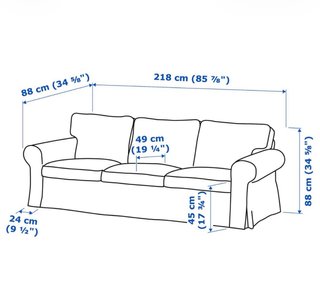 Sofá 3 plazas IKEA gris tela