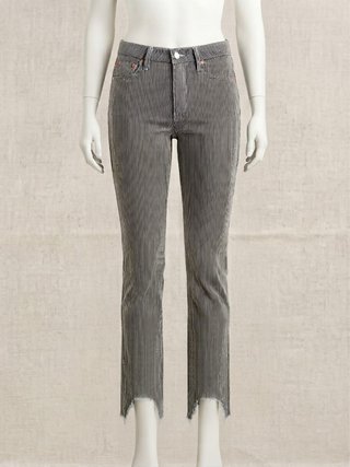 Pull&Bear Pantalón Vaquero Rayas Blanco y Negro
