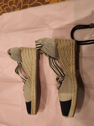 Cuñas Zara Bicolor Beige y Negro