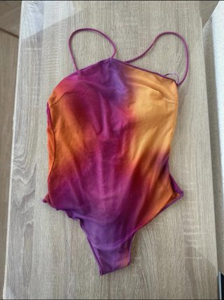 Bañador body Zara tie-dye naranja morado, T36