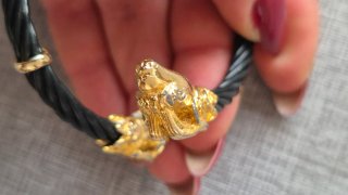 Bracciale Uomo Testa pitone Oro Nero