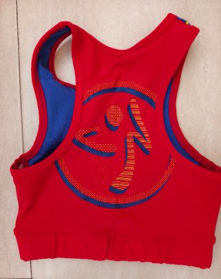 Top deportivo Zumba rojo y azul