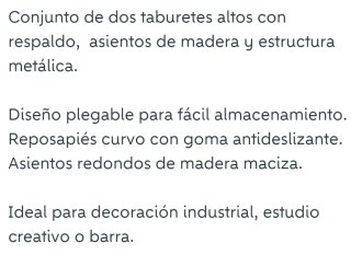 Taburete Alto Asiento Madera y Metal