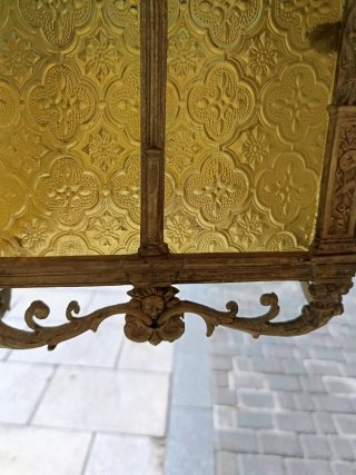 Farol antiguo bronce y cristal
