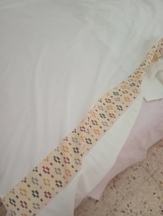 Tende in cotone beige e multicolor