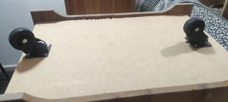 Escritorio madera pino macizo con ruedas