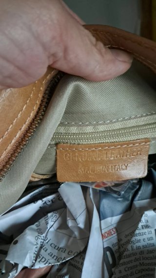 Borsa vera pelle beige stile city bag