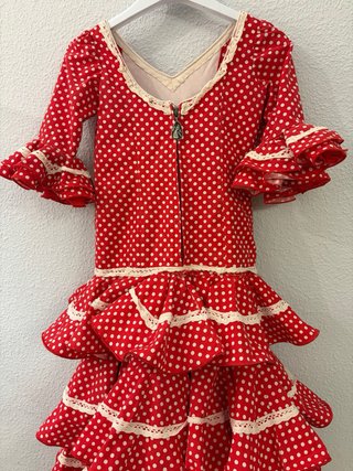 Traje Flamenca Niña Rojo Lunares
