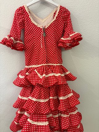 Traje Flamenca Niña Rojo Lunares