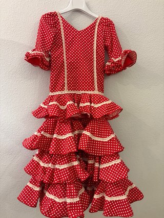 Traje Flamenca Niña Rojo Lunares