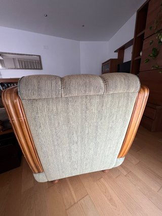 Sillón antiguo - Madera y tela