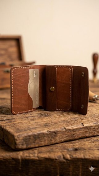 Cartera de cuero hecha a mano