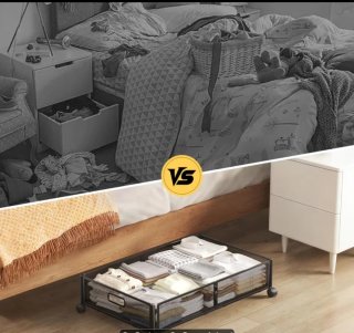 Cesto Metálico Negro Debajo Cama con Ruedas