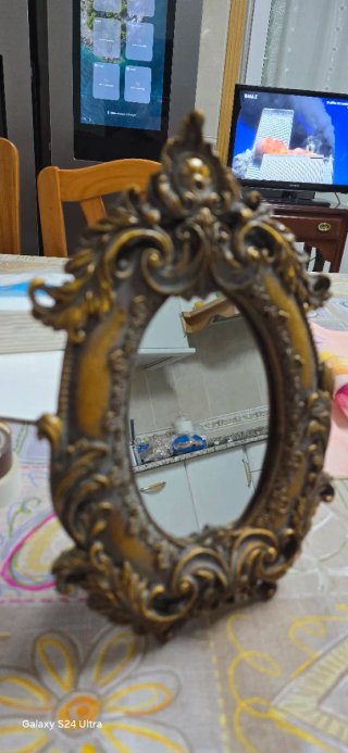 Specchio da tavolo vintage dorato