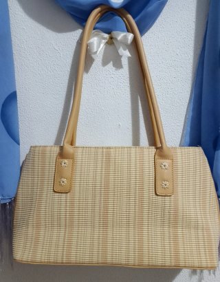Borsa tote shopper donna in ecopelle beige