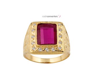 sello oro 18k con piedra con circonita t. 25 (20,7 mm)