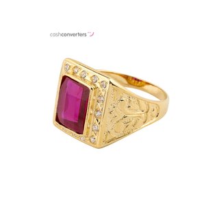 sello oro 18k con piedra con circonita t. 25 (20,7 mm)