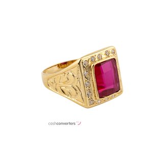 sello oro 18k con piedra con circonita t. 25 (20,7 mm)