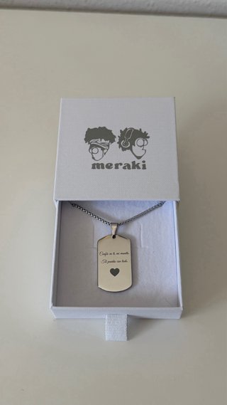 Collar Chapa militar acero inoxidable con frase